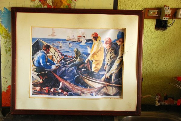 Pintura de pescadores en un barco - imagen 1