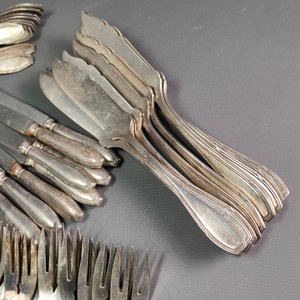 Juego de 122 Cubiertos Antiguos "Józef Fraget" Enchapados en Plata - imagen 12