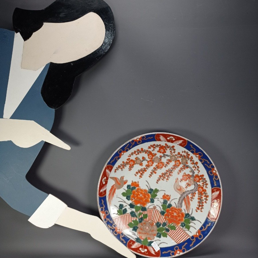 Plato de porcelana japonés pintado a mano con diseño floral y pájaros - imagen 10