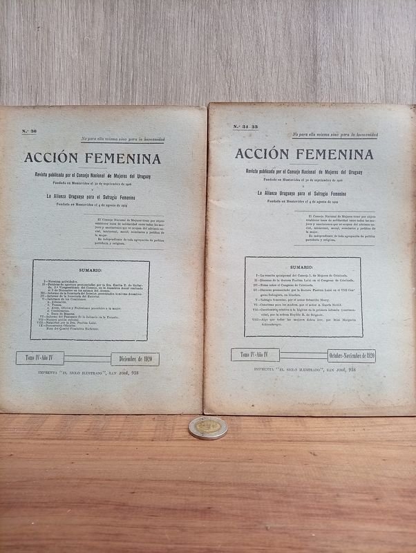 Acción Femenina: Revistas de 1917 y 1920 del Consejo Nacional de Mujeres del Uruguay