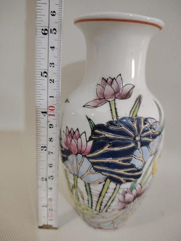 Jarrón de cerámica estilo chino con patrón floral y loto - imagen 2