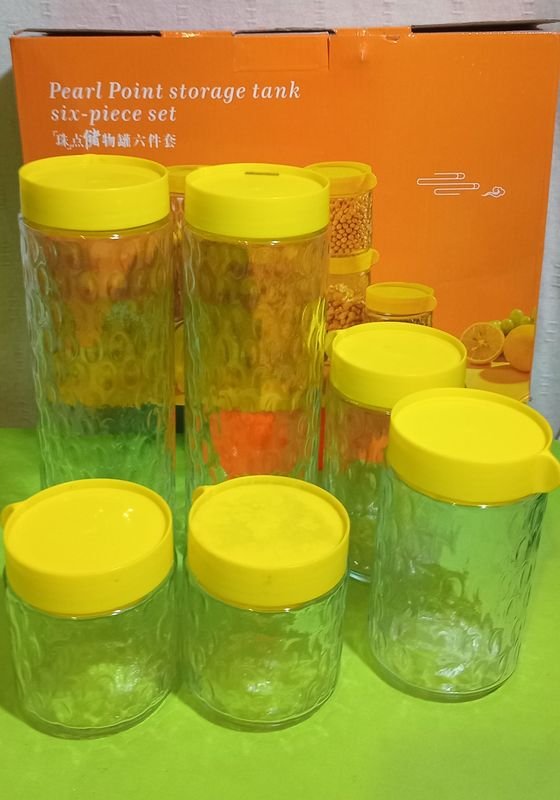 Set de 6 Frascos de Vidrio con Tapa Amarilla para Cocina - imagen 1