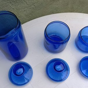 Set de 3 Frascos de Vidrio Azul con Tapa Hermética - imagen 4