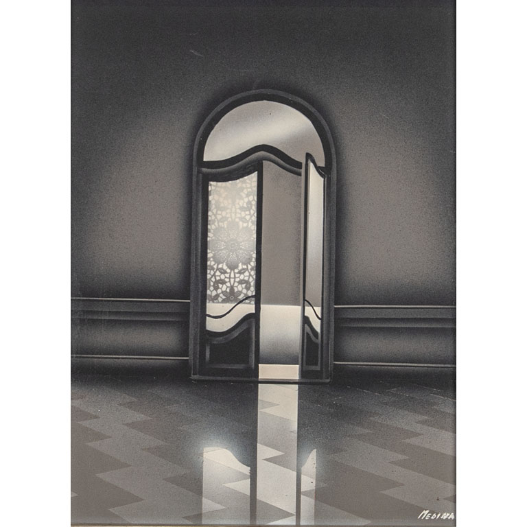 Lote siguiente: Pintura abstracta de Enrique Medina: Puerta