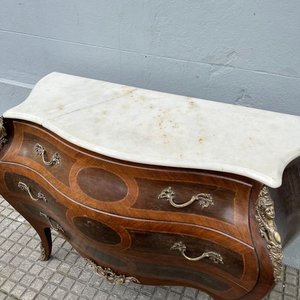 Cómoda Estilo Luis XV Rococó Francés Bombé con Mármol - imagen 9