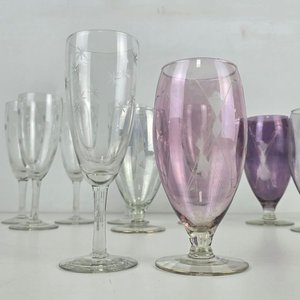 12 Copas Vintage de Cristal Tallado - imagen 2