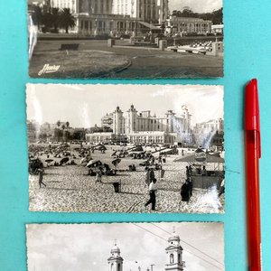 Lote de 3 Postales Antiguas de Montevideo: Palacio Salvo y Catedral - imagen 2