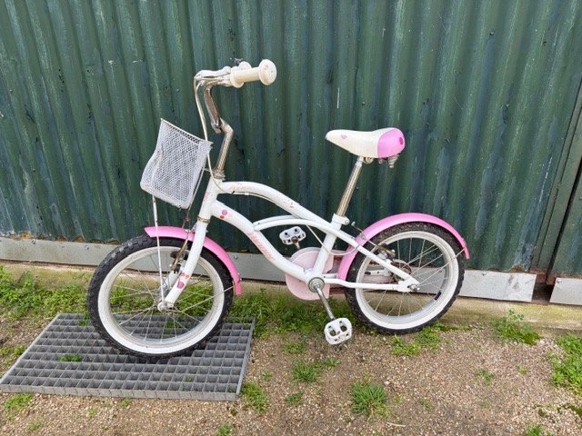 Bicicleta Infantil Rodado 16 Rosa y Blanca