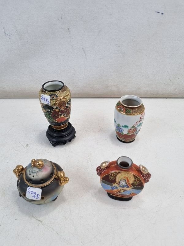 Conjunto de Porcelana Japonesa Estilo Satsuma: Jarrones y Recipientes Pintados a Mano - imagen 1