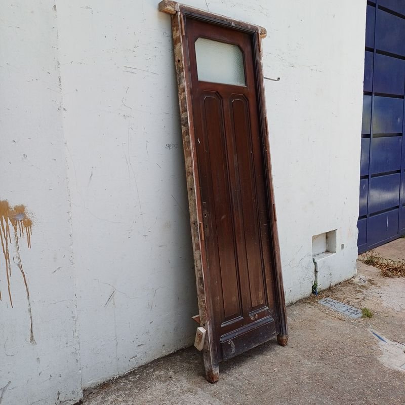 Puerta de tablero y vidrio con marco, completamente en cedro - imagen 3
