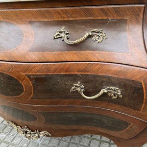 Cómoda Estilo Luis XV Rococó Francés Bombé con Mármol - imagen 7