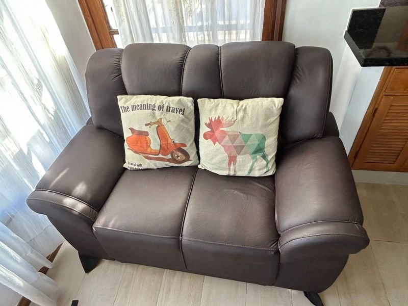 Sillón de 2 Cuerpos Marrón Oscuro