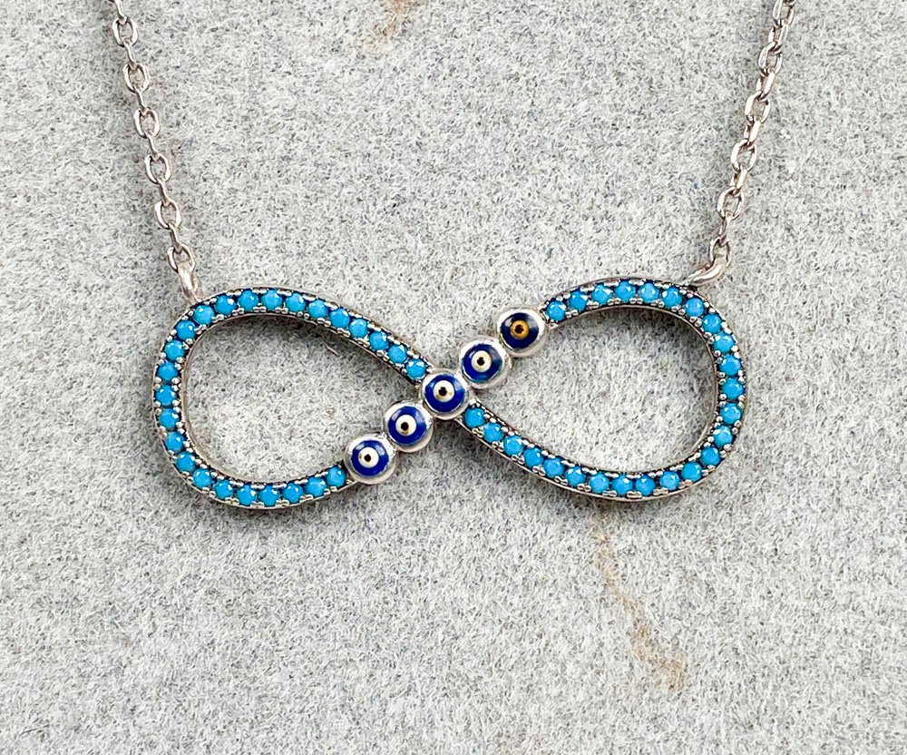 Cadena de plata y colgante con turquesas - imagen 2