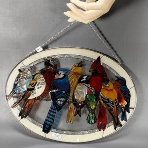 Cuadro Oval de Vidrio con Diseño de Aves Estilo Vitral - imagen 8