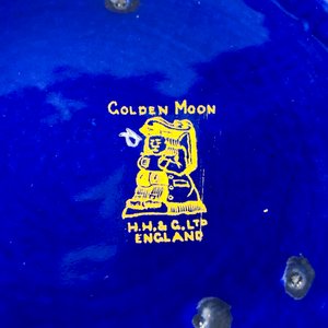 Centro de Porcelana Inglesa "Golden Moon" Azul Cobalto con Grullas - imagen 4