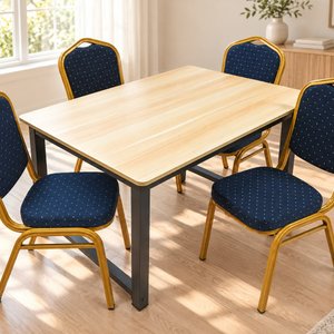 Juego de Comedor Estilo Industrial con 4 Sillas Tapizadas - imagen 2
