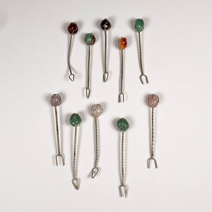 Diez Pinchos Decorativos con Piedras Ágata y Metal - imagen 2