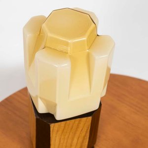 Lámpara Art Déco Opalina y Madera - imagen 2