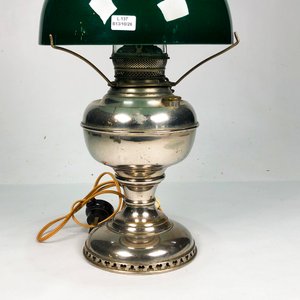 Lámpara de Mesa Vintage Metal y Vidrio Opalino Verde 52 cm - imagen 4