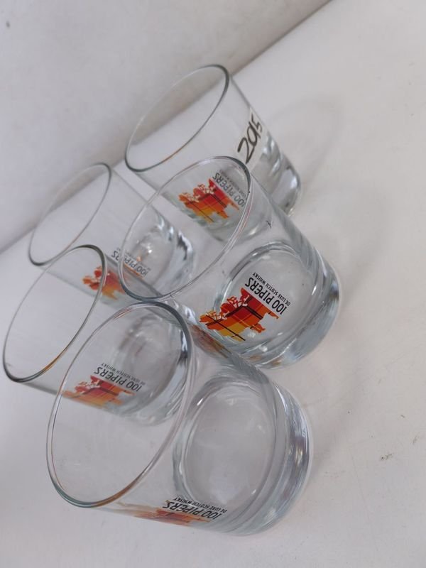 Vasos De Whisky - Conjunto de 5 vasos de cristal con diseños en rojo y amarillo - imagen 6