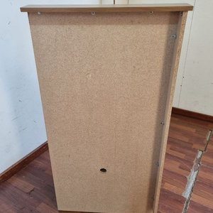 Mesa de Luz Moderna Madera y Gris con Cajón y Estante - imagen 4