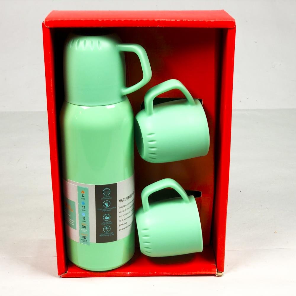 Set de Termo y Tazas para Camping en Caja Roja