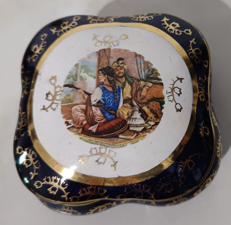 Despojadores/alhajeros de cerámica con tapa, color azul cobalto - imagen 2
