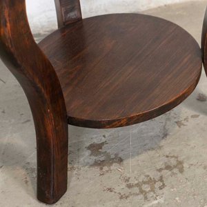 Mesa Auxiliar Circular Estilo Art Decó con Estante y Tres Patas - imagen 3