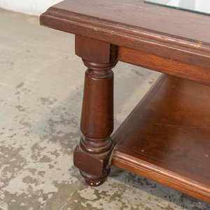 Mesa de Living Rectangular con Vidrio y Estante, Patas Torneadas - imagen 3