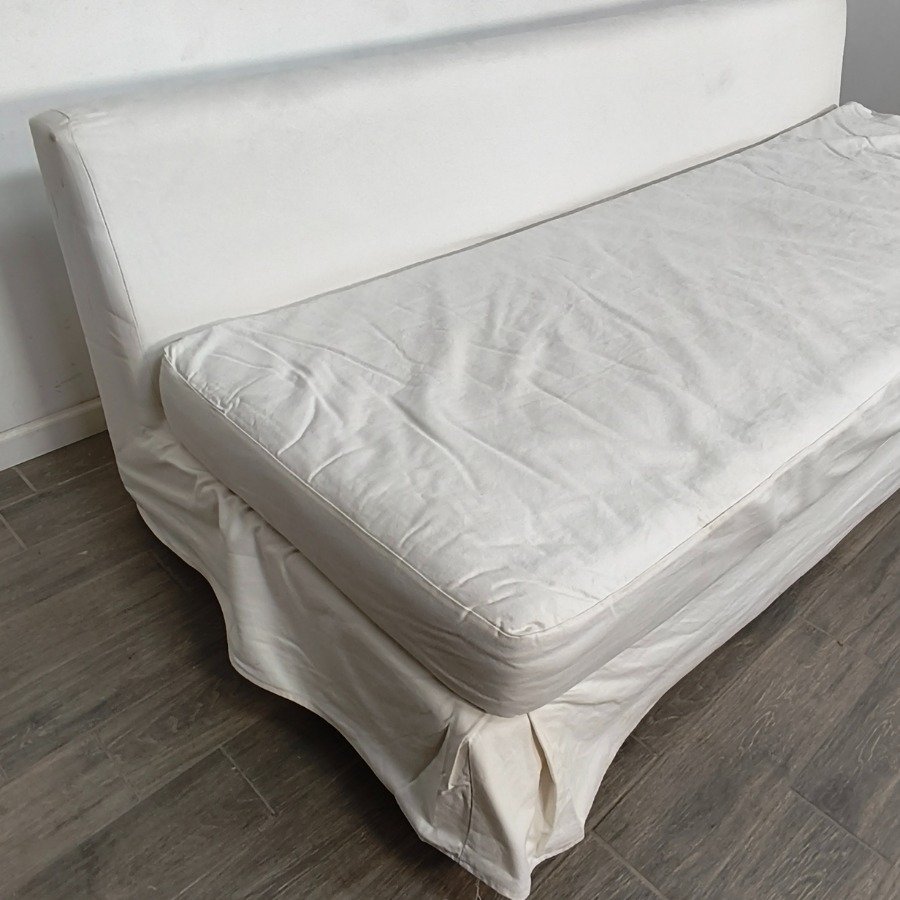 Sillón tipo camastro tapizado en Jean blanco - imagen 5