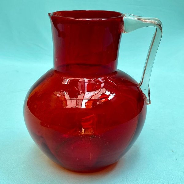Jarra francesa de vidrio rojo rubí para decorar o usar - imagen 2