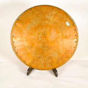 Colgante Metálico Antiguo y Calendario Maya en Cobre Repujado - imagen 4