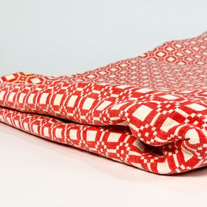 Mantel de Hilo Rojo y Blanco con Diseño Cuadrado - 240x130 cm - imagen 2
