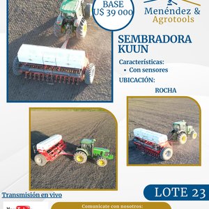Lote siguiente: Sembradora Kuun con Tractor John Deere