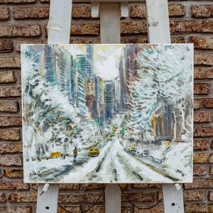 Pintura "Nieve en Nueva York" de Aldo Curto, Óleo 55x45 cm - imagen 2