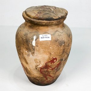 Potiche de Cerámica Antigua con Tapa y Firma, 21 cm - imagen 3