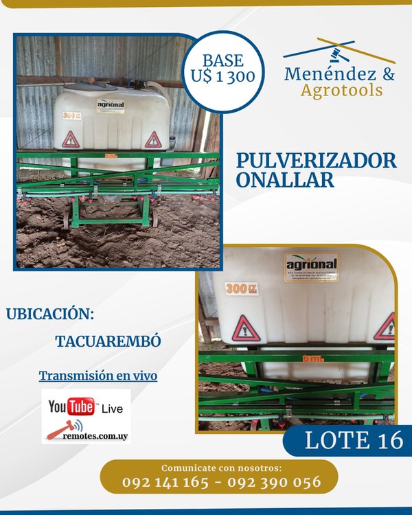 Pulverizador Agrional 300 Litros con Botalón de 6 Metros - imagen 1