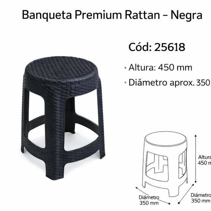 Banqueta tipo Rattan gris o negro - Muebles para el hogar - imagen 4