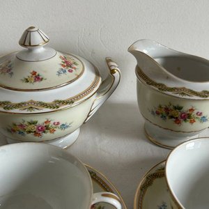 Juego de Té de Porcelana "Orion" - Azucarero, Lechera y 6 Tazas con Platillos - imagen 5