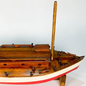 Maqueta de Velero de Madera a Dos Mástiles - Rojo y Blanco - imagen 3