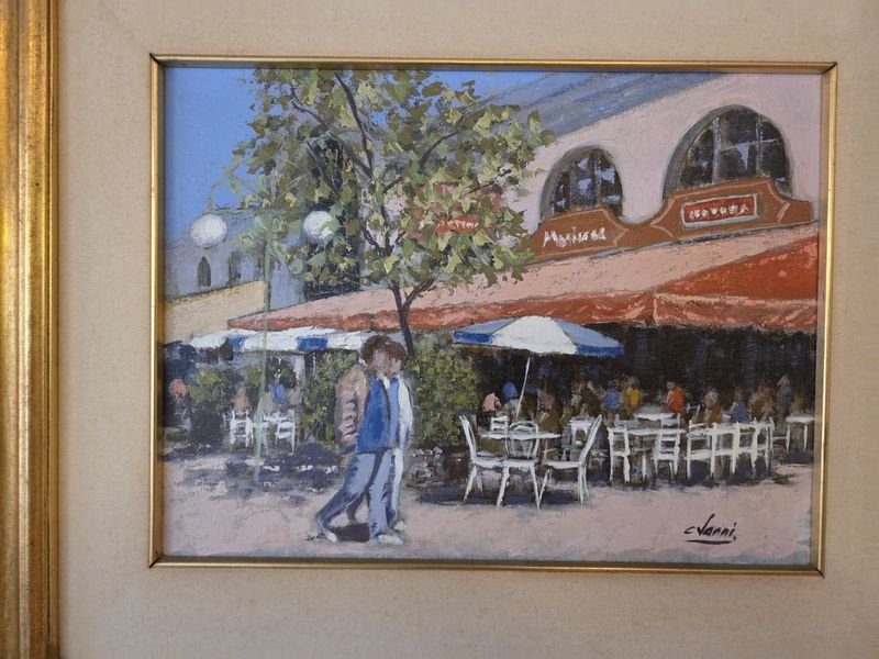 Óleo del artista Cesar Vanni. Mercado del Puerto- Montevideo. - imagen 2