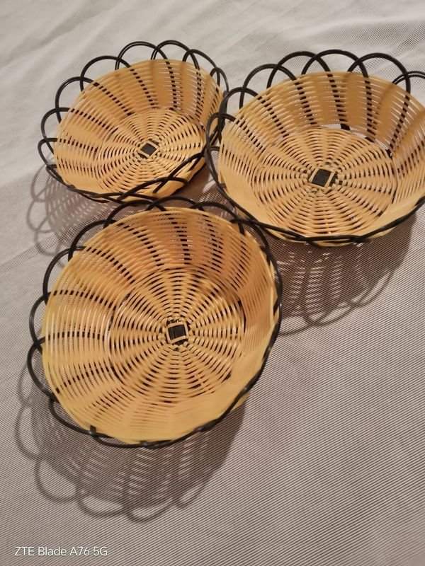 Set de 3 Paneras Redondas de Mimbre Sintético