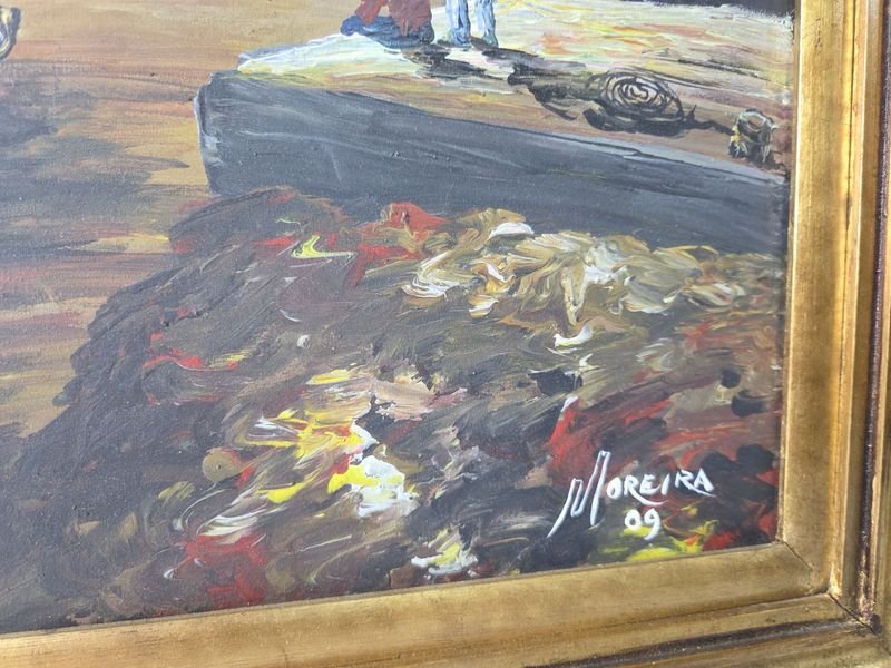 Pintura al óleo firmada de Moreira enmarcada - imagen 4