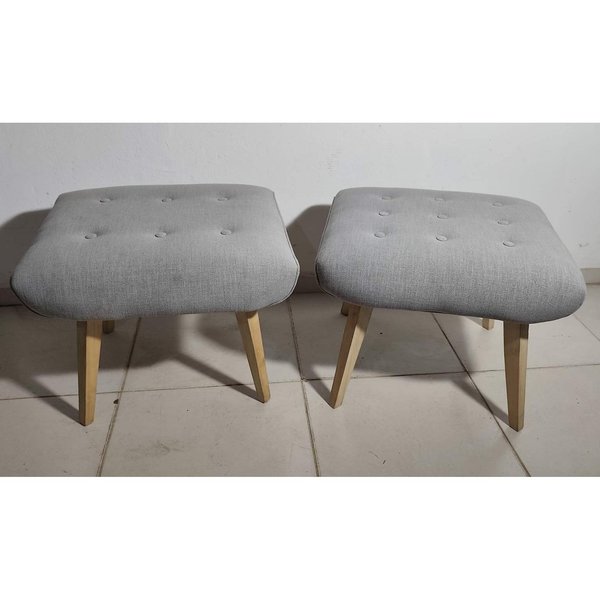 2 Asientos Tapizados Estilo Capitoné Gris