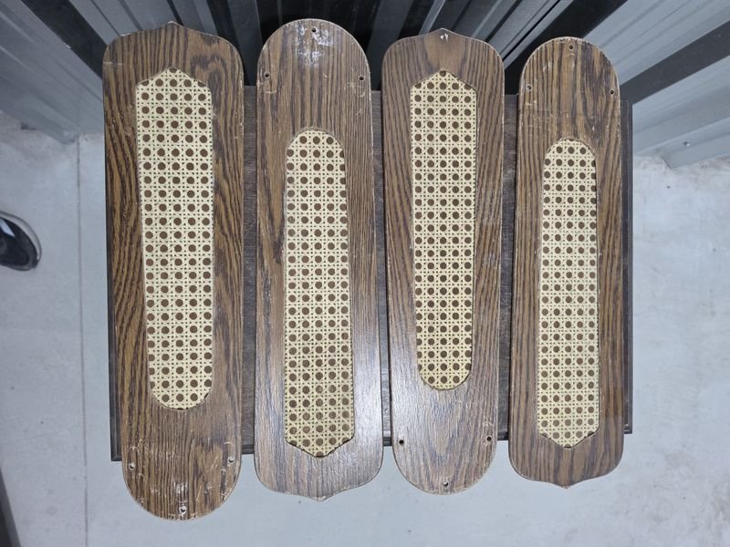 Aspas de Ventilador de Madera con Rejilla Estilo Caña (4 Unidades)