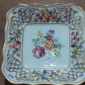 Dos Fuentes de Porcelana Bavaria con Bordes Dorados y Flores - imagen 3