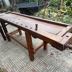 Banco de Trabajo de Carpintero Antiguo de Hierro y Madera Maciza - imagen 20