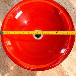 Bacha de Apoyo Circular en Cristal Rojo Rubí con Textura Artística - imagen 2
