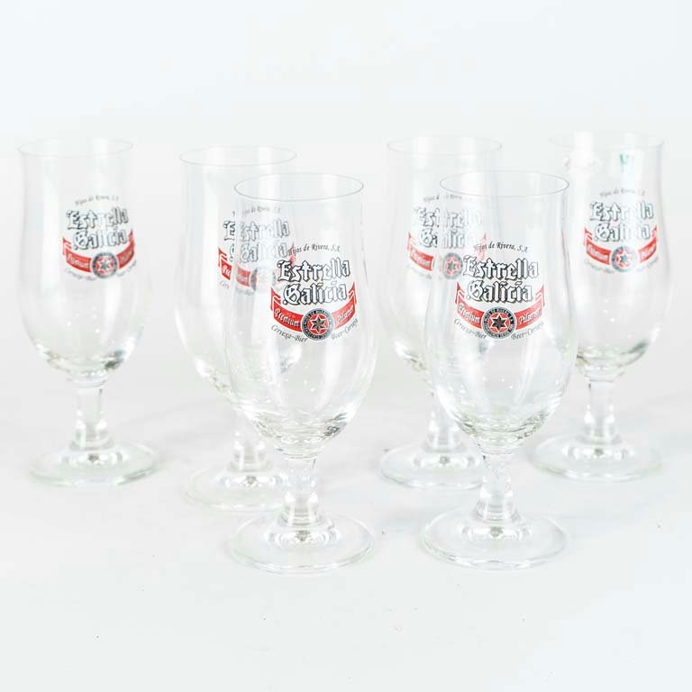 6 Copas de vino con publicidad 'Estrella Galicia'