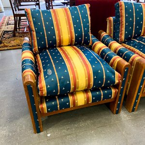 Juego de Sillones y Sofá Estilo Retro con Tapizado Rayado - imagen 2